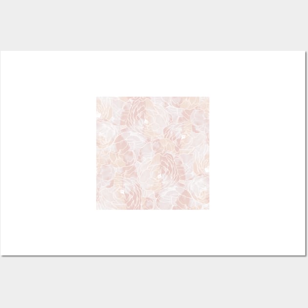 Carnation Outline Pattern in Pink Pastel Wall Art by marknprints